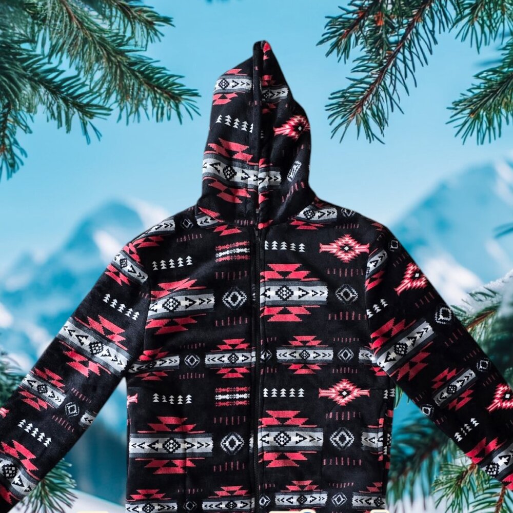 Silk Touch Zipped Sherpa Lined Jacket with Hoodie & Side Pockets - Adult-UNISEX